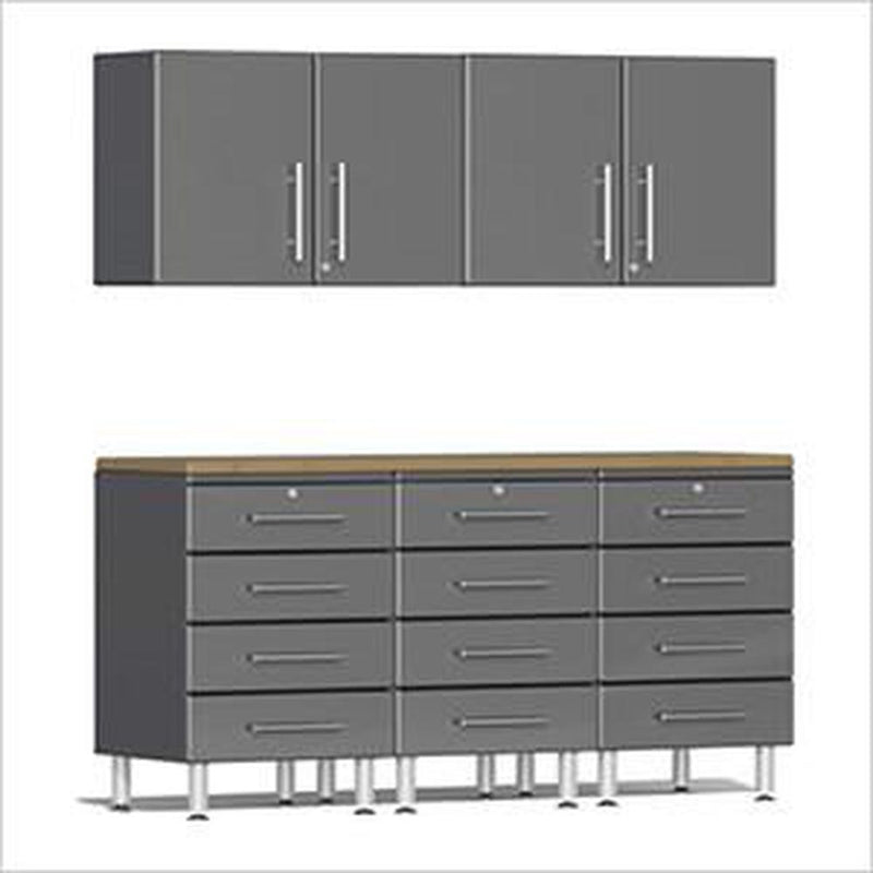 Ulti-MATE Garage 2.0 Series 6-Piece Workstation Garage Storage System With 4-Drawer Base Cabinets And Extra-Wide Garage Wall Cabinets (Free Led Lights)