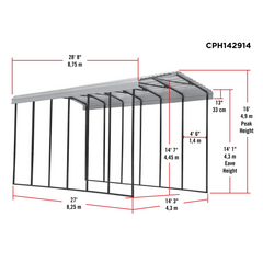 Arrow 14 x 29 x 14 Ft. Carport