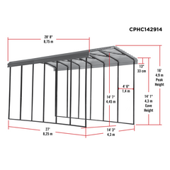 Arrow 14 x 29 x 14 Ft. Carport