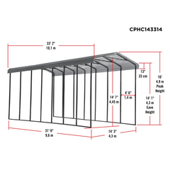 Arrow 14 x 33 x 14 Ft. Carport