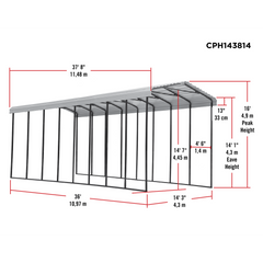 Arrow 14 x 38 x 14 Ft. Carport