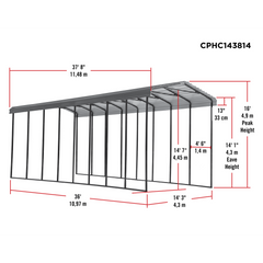 Arrow 14 x 38 x 14 Ft. Carport