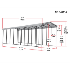 Arrow 14 x 47 x 14 Ft. Carport