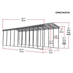 Arrow 14 x 47 x 14 Ft. Carport