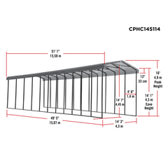 Arrow 14 x 51 x 14 Ft. Carport