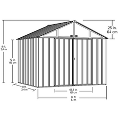 Arrow Ezee Steel Shed Galvanized Extra High 10 x 8 Ft. In Gable