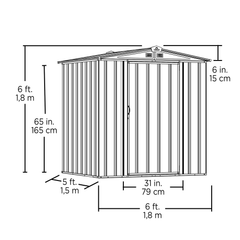 Arrow Ezee Steel Shed Galvanized Low 6 x 5 Ft. In Gable