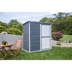 Arrow Shed-In-A-Box Steel Shed 6 x 4 Ft. In Galvanized Charcoal/Cream