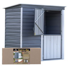 Arrow Shed-In-A-Box Steel Shed 6 x 4 Ft. In Galvanized Charcoal/Cream