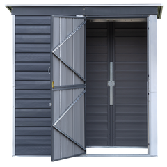 Arrow Shed-In-A-Box Steel Shed 6 x 4 Ft. In Galvanized Charcoal/Cream