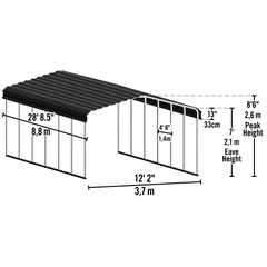 Arrow Steel Carport Galvanized In Black