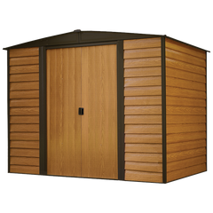 Arrow Woodridge Steel Shed In Coffee/Woodgrain