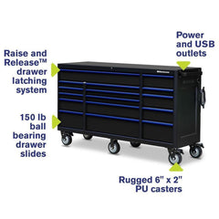 Montezuma 72" x 20" 16-Drawer Steel Tool Cabinet