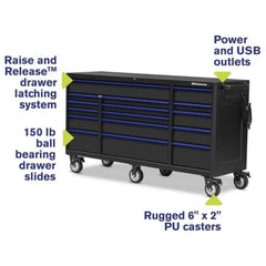 Montezuma 72" x 24" 16-Drawer Steel Tool Cabinet