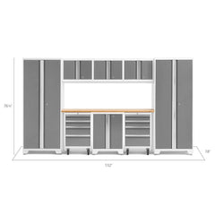 Newage Products Bold 3.0 Series Platinum 9-Piece Garage Cabinet Set With 2X Rolling Tool Cabinet