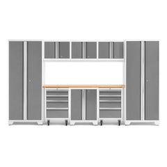 Newage Products Bold 3.0 Series Platinum 9-Piece Garage Cabinet Set With 2X Rolling Tool Cabinet