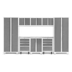 Newage Products Bold 3.0 Series Platinum 9-Piece Garage Cabinet Set With 2X Rolling Tool Cabinet