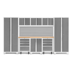 Newage Products Bold 3.0 Series Platinum 9-Piece Garage Cabinet Set With 2X Rolling Tool Cabinet