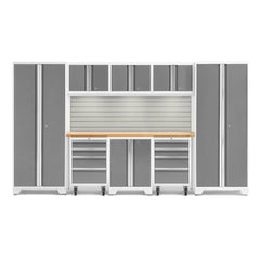 Newage Products Bold 3.0 Series Platinum 9-Piece Garage Cabinet Set With 2X Rolling Tool Cabinet