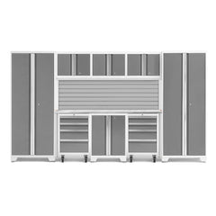 Newage Products Bold 3.0 Series Platinum 9-Piece Garage Cabinet Set With 2X Rolling Tool Cabinet