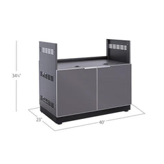 Newage Products Outdoor Kitchen Aluminum Slate Grey Glass  40" Gas Grill Cabinet