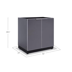 Newage Products Outdoor Kitchen Cabinets Aluminum Slate Grey Glass 32" 2-Door Cabinet