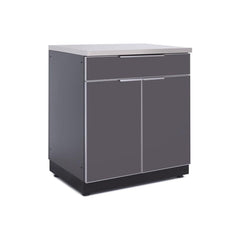 Newage Products Outdoor Kitchen Cabinets Aluminum Slate Grey Glass 32" Bar Cabinet