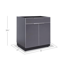 Newage Products Outdoor Kitchen Cabinets Aluminum Slate Grey Glass 32" Bar Cabinet