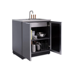 Newage Products Outdoor Kitchen Cabinets Aluminum Slate Grey Glass 32" Sink Cabinet