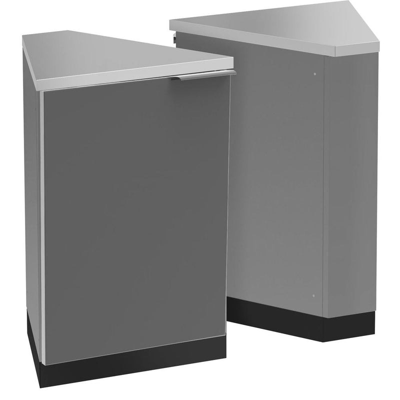 Newage Products Outdoor Kitchen Cabinets Aluminum Slate Grey Glass (X2) 45° Corner Cabinet