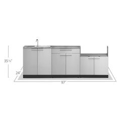 Newage Outdoor Kitchen Cabinets Classic Stainless Steel 4-Piece Set With Sink Cabinet And Countertop