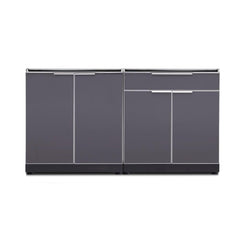 Newage Outdoor Kitchen Cabinets Slate Gray Aluminum 3-Piece Set With Bar Cabinet And 64" Countertop