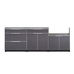 Newage Outdoor Kitchen Cabinets Slate Gray Aluminum 4-Piece Set With 33" Insert Grill Cabinet And 64" Countertop