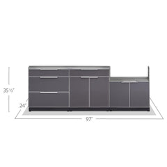 Newage Outdoor Kitchen Cabinets Slate Gray Aluminum 4-Piece Set With 33" Insert Grill Cabinet And 64" Countertop