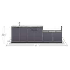 Newage Outdoor Kitchen Cabinets Slate Gray Aluminum 4-Piece Set With 40" Insert Grill Cabinet And 32" Countertop