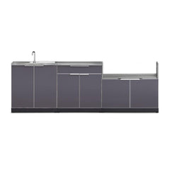 Newage Outdoor Kitchen Cabinets Slate Gray Aluminum 4-Piece Set With 40" Insert Grill Cabinet And 32" Countertop