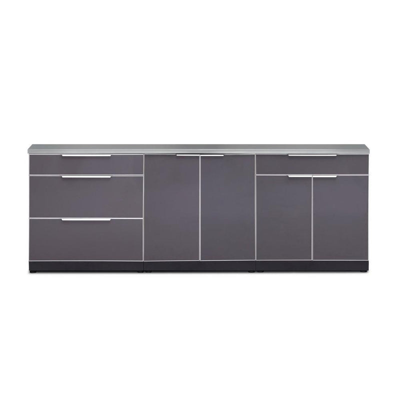 Newage Outdoor Kitchen Cabinets Slate Gray Aluminum 4-Piece Set With Bar Cabinet And 96