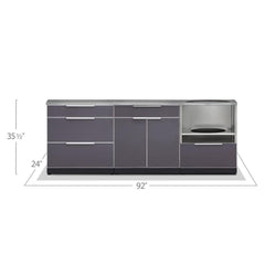 Newage Outdoor Kitchen Cabinets Slate Gray Aluminum 4-Piece Set With Kamado Cabinet And 64" Countertop