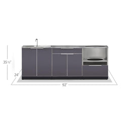 Newage Outdoor Kitchen Cabinets Slate Gray Aluminum 4-Piece Set With Sink Cabinet And 32" Countertop