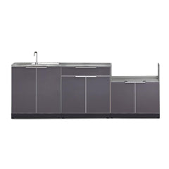 Newage Outdoor Kitchen Cabinets Slate Gray Aluminum 4-Piece Set With Sink Cabinet And Countertop