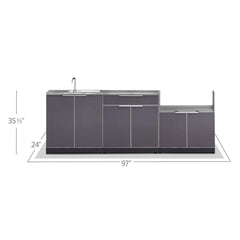 Newage Outdoor Kitchen Cabinets Slate Gray Aluminum 4-Piece Set With Sink Cabinet And Countertop