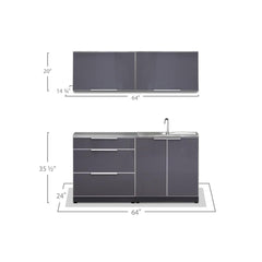 Newage Products Outdoor Kitchen Cabinets Slate Gray Aluminum 5-Piece Set With 3-Drawer Cabinet And 32" Countertop