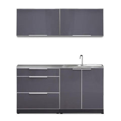 Newage Products Outdoor Kitchen Cabinets Slate Gray Aluminum 5-Piece Set With 3-Drawer Cabinet And 32" Countertop