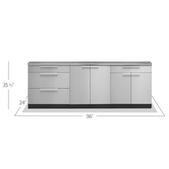 Newage Outdoor Kitchen Cabinets Stainless Steel 4-Piece Set With 2-Door Cabinet And 96" Countertop