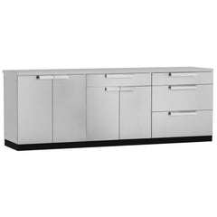 Newage Outdoor Kitchen Cabinets Stainless Steel 4-Piece Set With Bar Cabinet And 96" Countertop