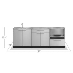 Newage Outdoor Kitchen Cabinets Stainless Steel 4-Piece Set With Sink Cabinet And 32" Countertop