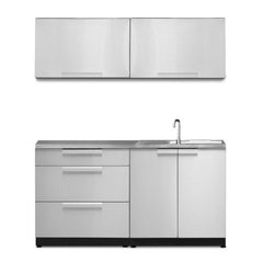 Newage Products Outdoor Kitchen Cabinets Stainless Steel 5-Piece Set With 3-Drawer Cabinet And 32" Countertop