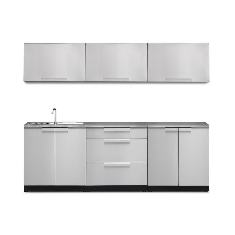 Newage Products Outdoor Kitchen Cabinets Stainless Steel 7-Piece Set With 3-Drawer Cabinet And 64