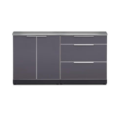 Newage Products Outdoor Kitchen Cabinets Slate Gray Aluminum 3-Piece Set With 3-Drawer Cabinet And 64" Countertop