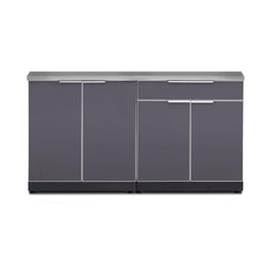 Newage Outdoor Kitchen Cabinets Slate Gray Aluminum 3-Piece Set With Bar Cabinet And 64" Countertop